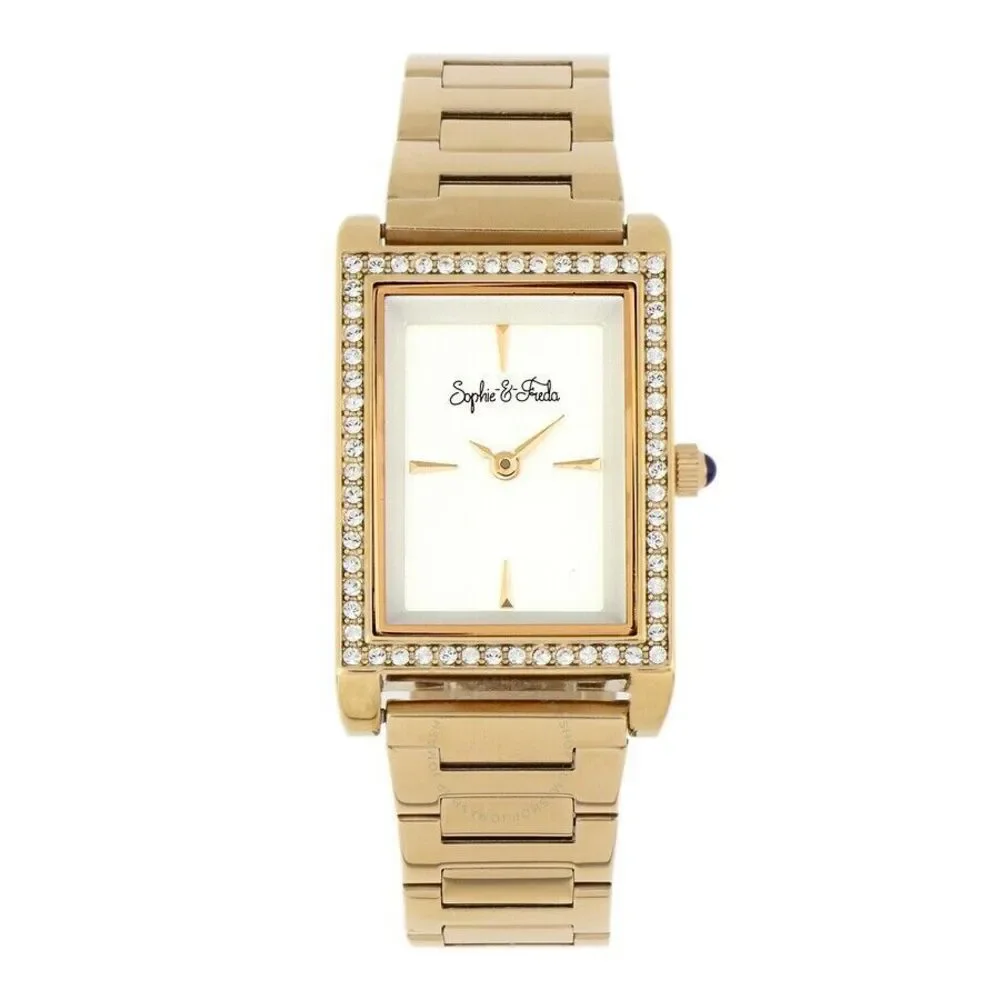 SOPHIE AND FREDA Wilmington Quartz w/Swarovski Crystal Silver Dial Ladies Watch
